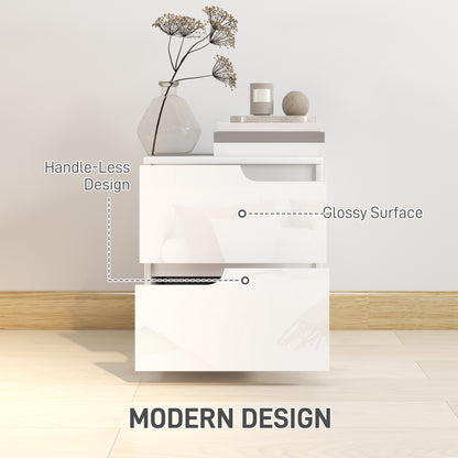 High Gloss Bedside Table - White