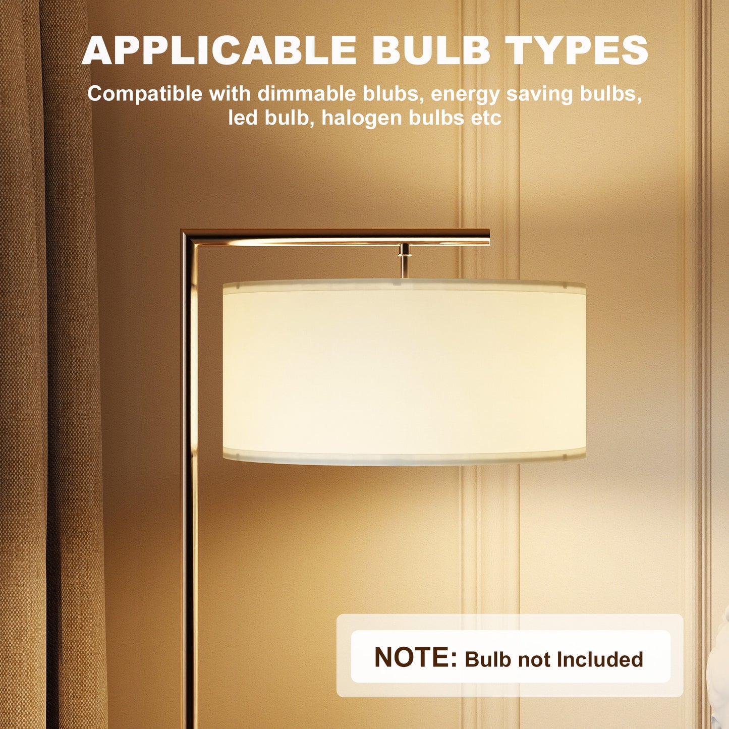 Floor Lamp, Modern Standing Lamp with Linen Lampshade, Round Base for Living Room, Bedroom, Dining Room, 153cm, Silver Tone