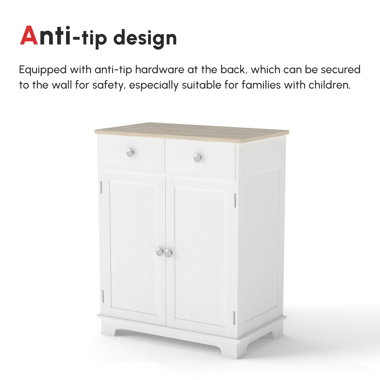 Kitchen Storage Sideboard with Solid Wood Top