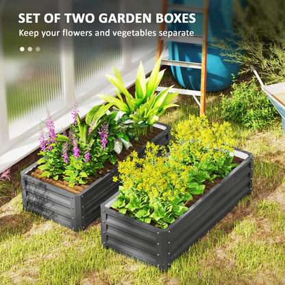 Set of Two 110 x 50cm Steel Planter Boxes - Light Grey