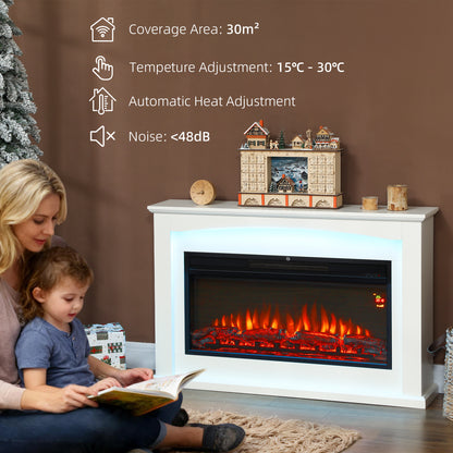 2000W 5118 BTU Faux Flame Fireplace - White