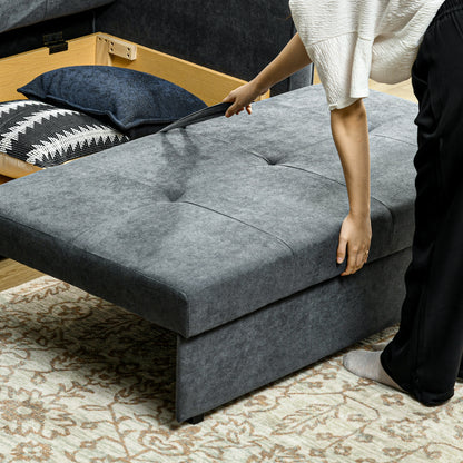 2 Seater Sofa Bed with Hidden Storage, Pull Out Convertible Bed Settee