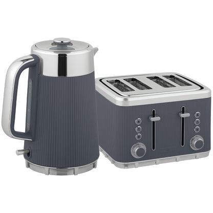 Electric Stainless Steel Kettle and Toaster Set, 3000W 1.7L UK Strix Thermostat Fast Boil Kettle w/ Limescale Filter