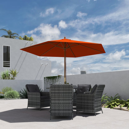 2.5m Wood Garden Parasol Sun Shade Patio Outdoor Wooden Umbrella Canopy, Table Market Umbrella with Vent, 38mm Pole