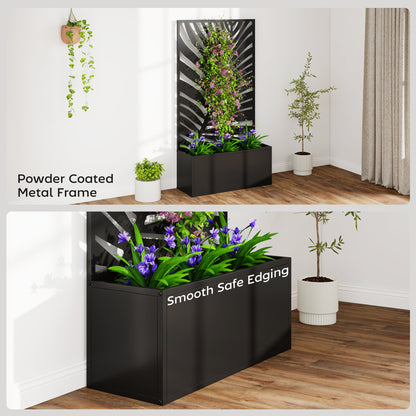 Metal Garden Bed for Garden with Trellis, Wall Mounted or Freestanding Raised Planter with Privacy Screen