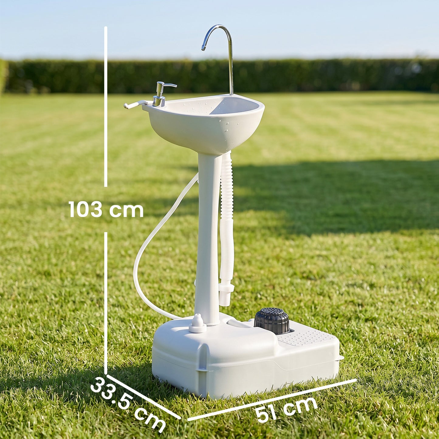 Camping Sink, 17L Portable Hand Wash Station with Towel Holder, Soap Dispenser and Rolling Wheels, Outdoor Sink for Events