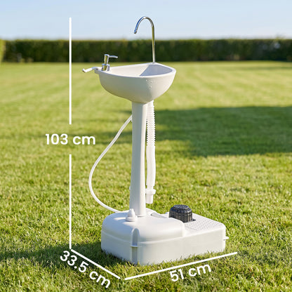 Camping Sink, 17L Portable Hand Wash Station with Towel Holder, Soap Dispenser and Rolling Wheels, Outdoor Sink for Events