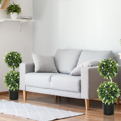Set of 2 Artificial Plants, Lavender Flowers Ball Trees with Pot, for Home Indoor Outdoor Decor, 70cm