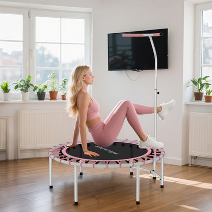 40" Fitness Trampoline, Mini Rebounder Trampoline for Adults with 5-Level Adjustable Handle