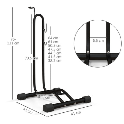 Vertical and Horizontal Bike Rack Bicycle, Storage Stand with Adjustable Hooks, for 24"-29" Wheels, 700c Bike