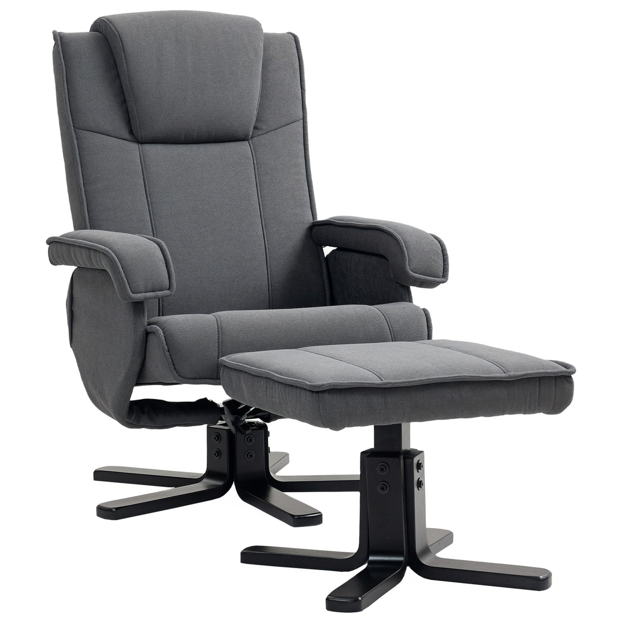 Swivel Recliner Chair with Footstool - Charcoal Grey Velvet