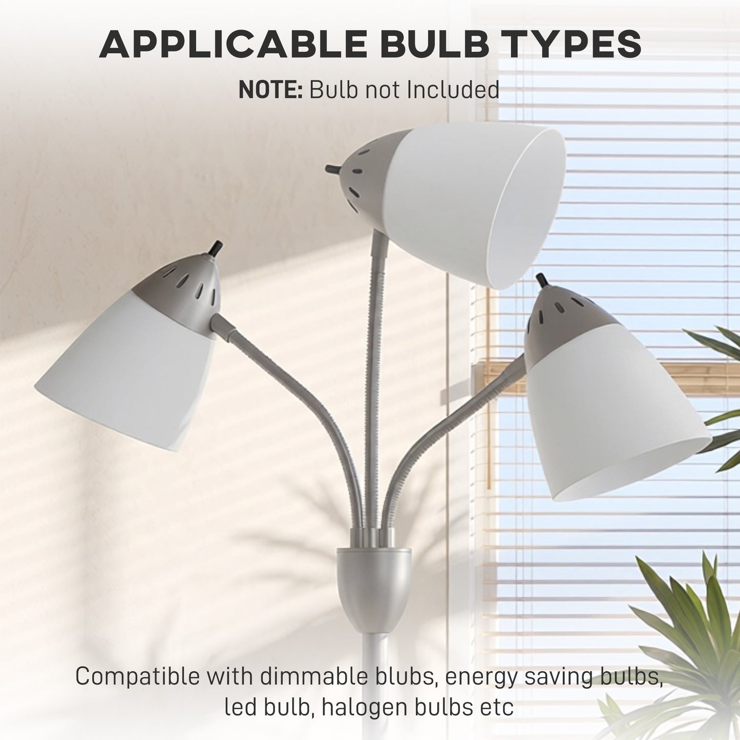 Arc Tree Floor Lamp with 3 Adjustable Rotating Lights, Industrial Standing Lamp with Steel Frame, Silver Tone