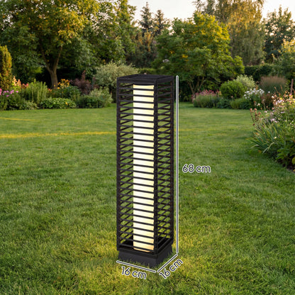 Garden Rattan Lamp, 68 cm Solar Rattan Floor Lamp, Solar Garden Light with Auto On/Off LEDs, IP44 Waterproof, Black