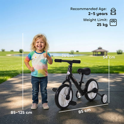 11 Inch Kids Balance Bike Training Pedal Bicycle W/ Removable Stabilizers EVA Tyres Adjustable Seat Height 2 to 5 Years Gift