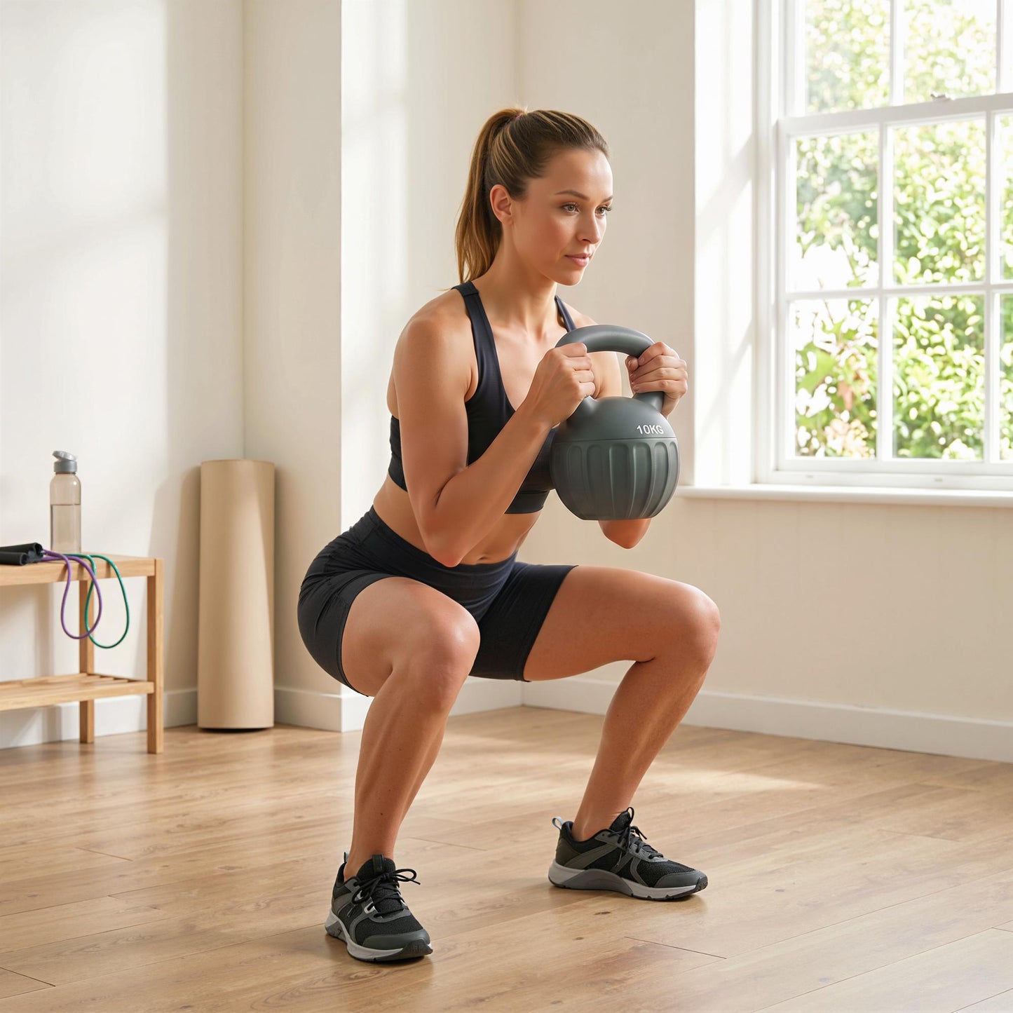 Kettlebell for Strength Training Kettle Bell with Non-Slip Handle 10 kg Grey