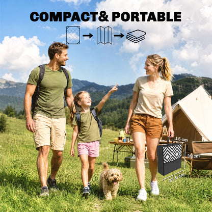 Reversible Outdoor Rug, Plastic Straw Mat w/ Carry Bag Ground Stakes for Garden RV Picnic Beach Camping 182x274cm Black