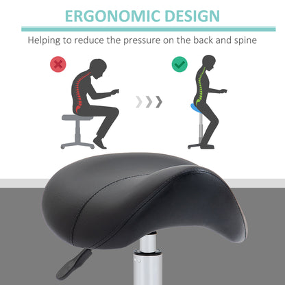 Cosmetic Stool 360° Rotate Height Adjustable Salon Massage Spa Chair Hydraulic Rolling Faux Leather Saddle Stool Mobility