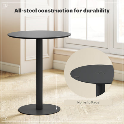 Dining Table, Round Kitchen Table with Steel Base for Living Room, Dining Room, 60 x 60 x 72cm, Black