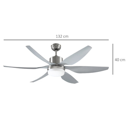 Ceiling Fan Light with 6 Blades and Remote Control (Reversible Rotation for Warm or Cold)