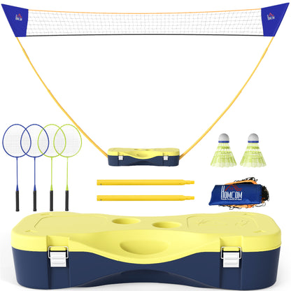 2.8m Portable Folding Badminton Net Set with 4 Badminton Rackets and 2 Nylon Shuttlecocks for Adults Kids Indoor Outdoor