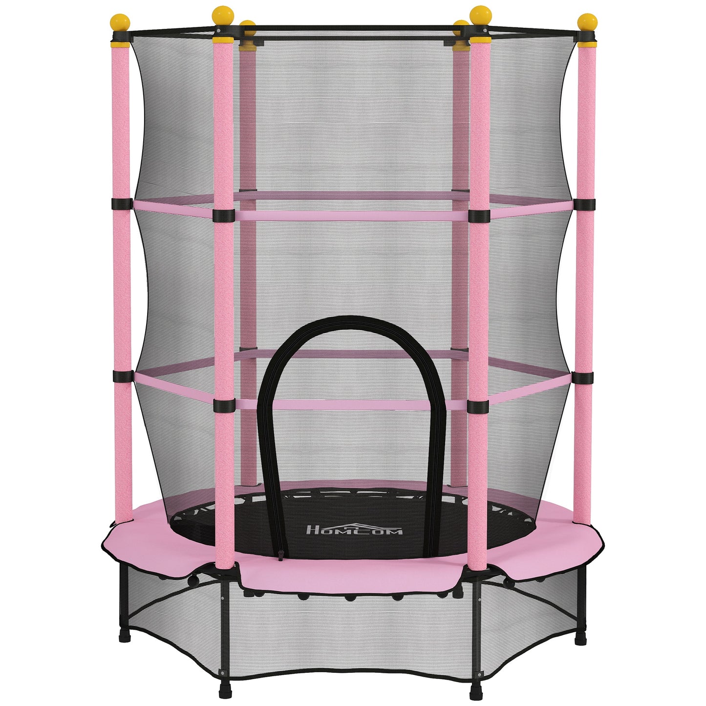 4.6FT/55" Kids Trampoline with Enclosure Net, Outdoor Indoor Use, for Ages 3-10 Years, Pink