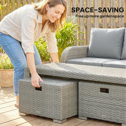Six-piece Rattan Garden Furniture Set with Reclining Armchairs - Dark Grey