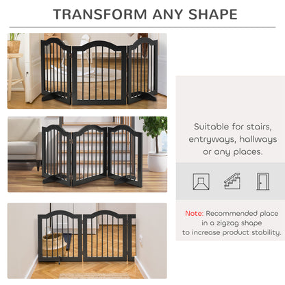 Freestanding Dog Gate Wooden Stair Gate for Dogs with Support Feet Foldable Pet Fence Safety Barrier for the House Doorway St