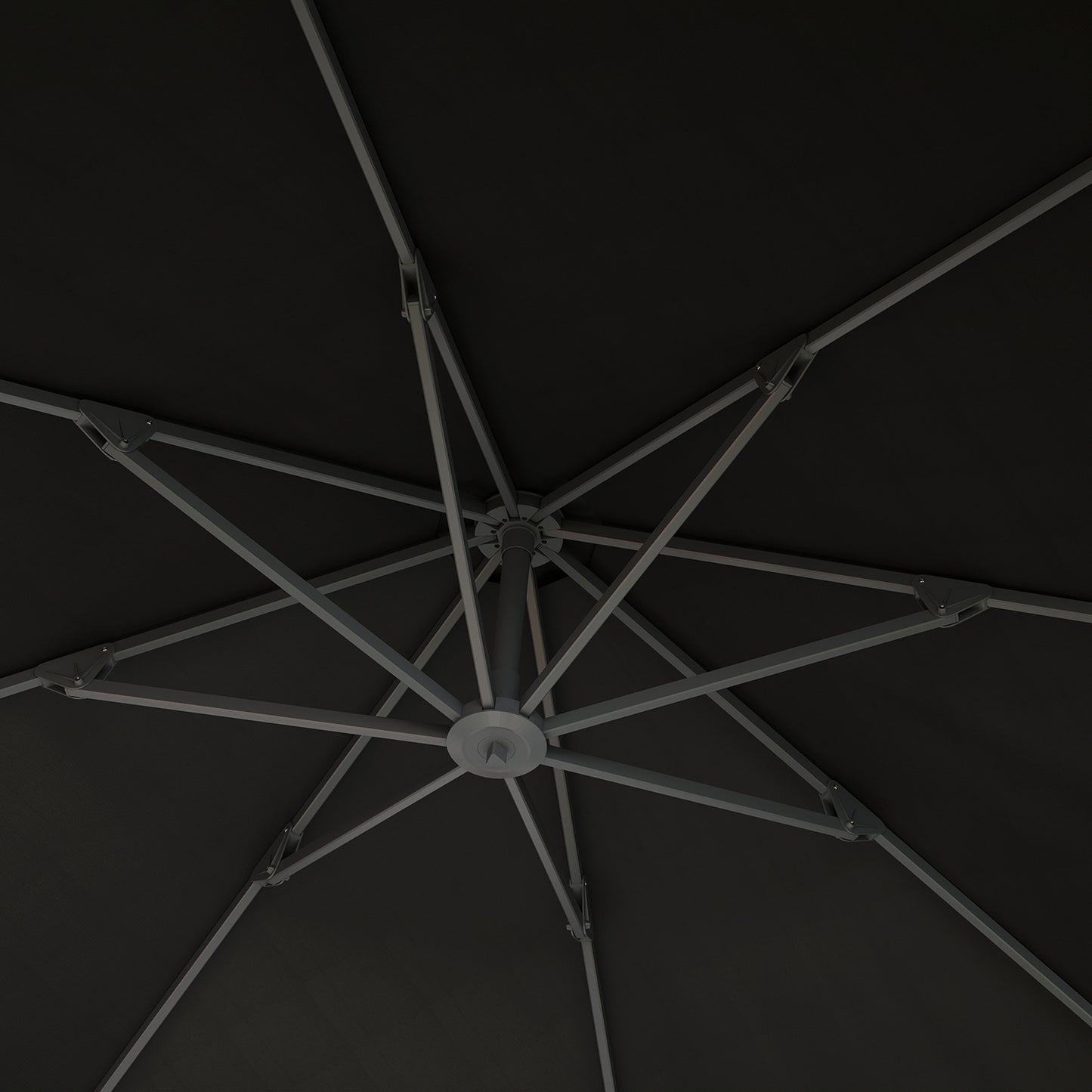 3(m) Garden Cantilever Parasol, Round Overhanging Umbrella with Crank Handle, Cross Base, Aluminium Frame and 360° Rotation