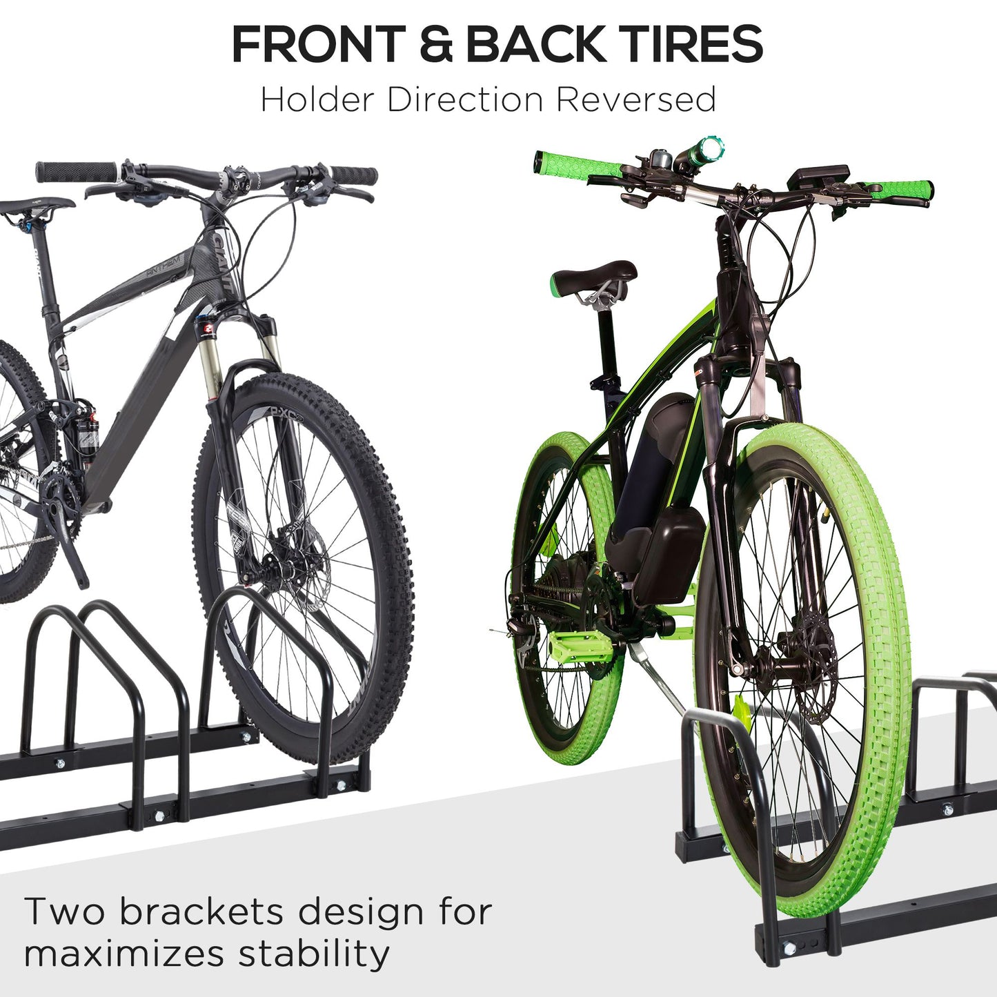 Bike Stand Parking Rack Floor or Wall Mount Bicycle Cycle Storage Locking Stand 76W x 33D x 27H (3 Racks, Black)