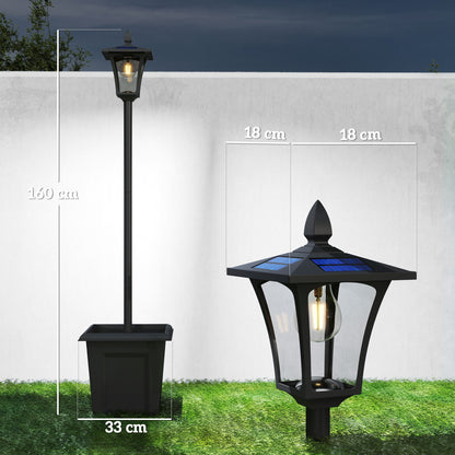 Garden Solar Lamp Post Light, Waterproof LED Solar Light Post with Planter, Black