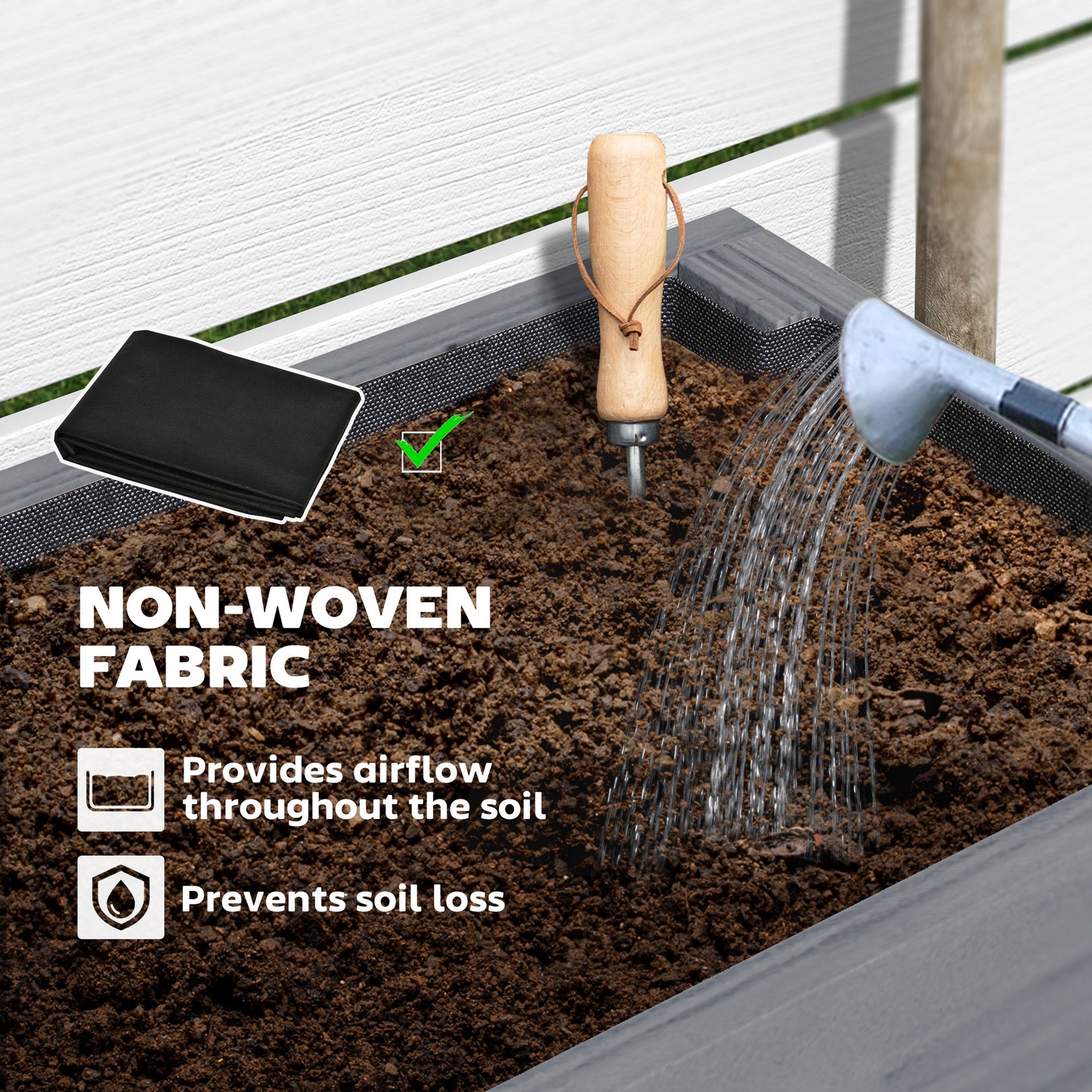 Wooden Two-Tier Raised Planter, Two Drainage Holes, 35L - Grey