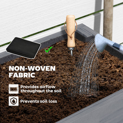 Wooden Two-Tier Raised Planter, Two Drainage Holes, 35L - Grey