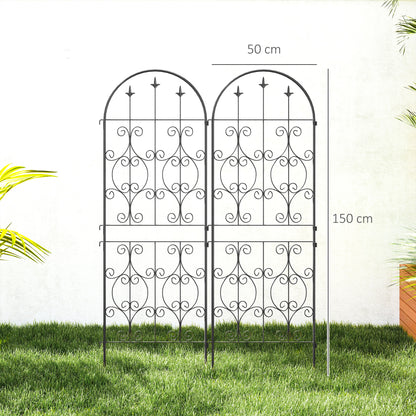 Set of 2 Metal Garden Trellis, Decorative Trellis Panels for Climbing Outdoor Plants, Vegetables, Vines, Flowers