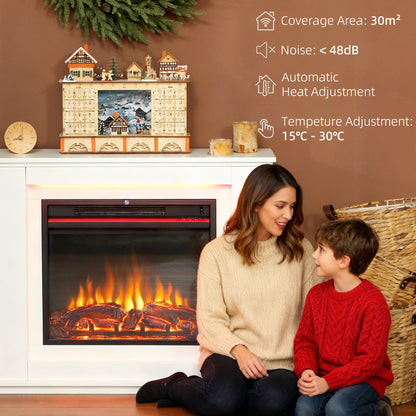 2000W 6824 BTU Faux Flame Fireplace - White