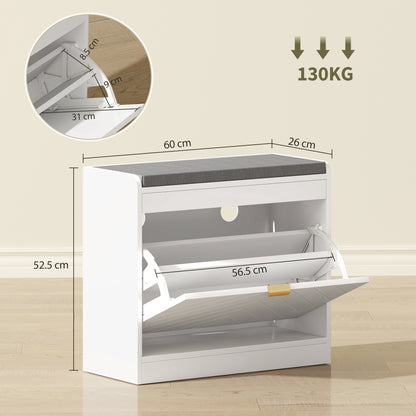 Shoe Storage with Seat, Upholstered Entryway Bench, Shoe Bench with 1 Flip Drawer and 4 Vents for 5 Pairs of Shoes