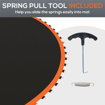 Replacement Trampoline Mat with Spring Pull Tool, 72 V-Hooks, for 12ft Trampoline using 14cm Springs, Orange