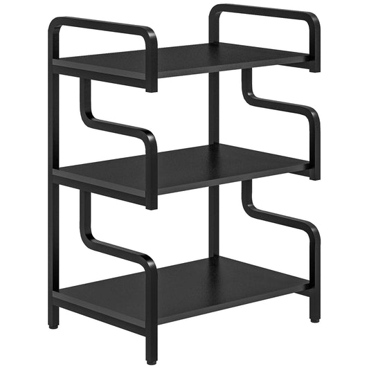 3-Tier Printer Stand with Storage Shelves, Printer Table, 55 x 40 x 77cm Printer Shelf for Home Office, Study, Black