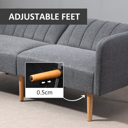 3 Seater Sofa Bed, Convertible Linen Fabric Sofa Couch, Click Clack Sofabed with Adjustable Split Backrest for Living Room