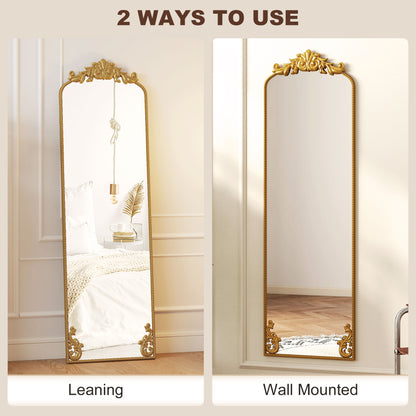 Full Length Mirror, 50 x 160 cm Floor Mirror with Baroque Metal Frame for Bedroom, Living Room, Dressing Room, Gold Tone