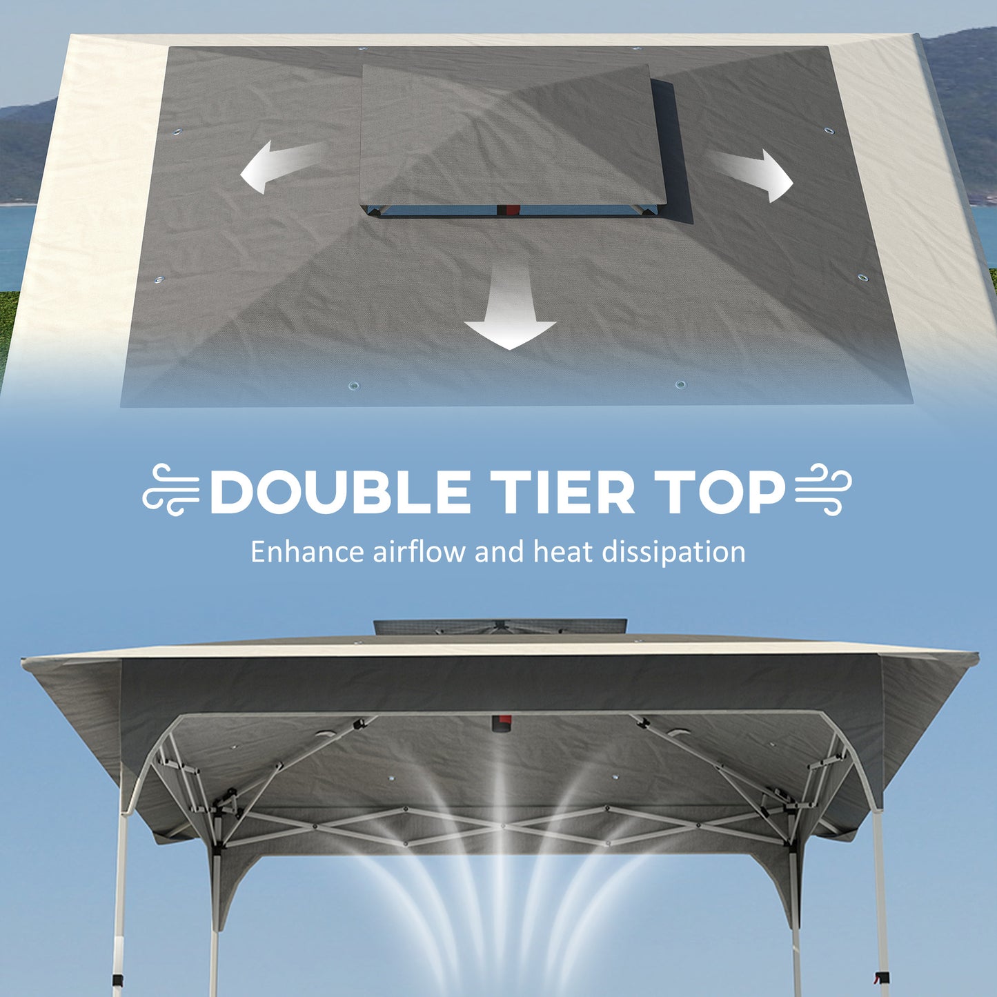 3.5 x 3.5 m Pop Up Gazebo with One-Push Setup, UPF50+ Double Tier Garden Party Tent Marquee with Carry Bag, Dark Grey
