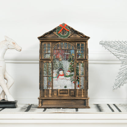 Christmas Snow Globe Lantern with Lights, Musical Snow Globe with Swirling Glitter
