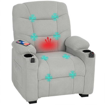 Electric Massage Recliner Armchair with Vibration, Heat, Whisper-Quiet Motor, Memory Function