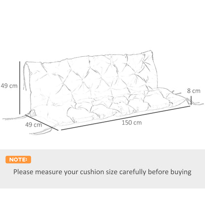 3 Seater Bench Pad, Garden Swing Chair Cushion with Back and Ties