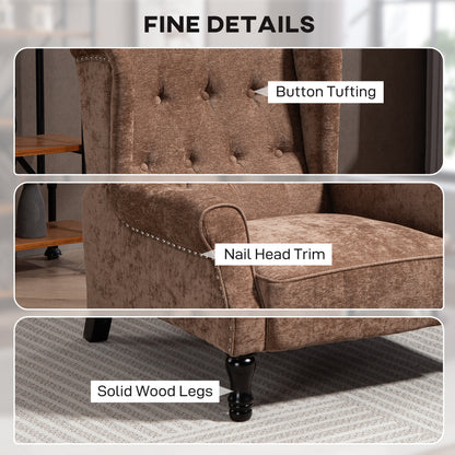 150° Reclining Vintage Armchair, with footrest - Brown