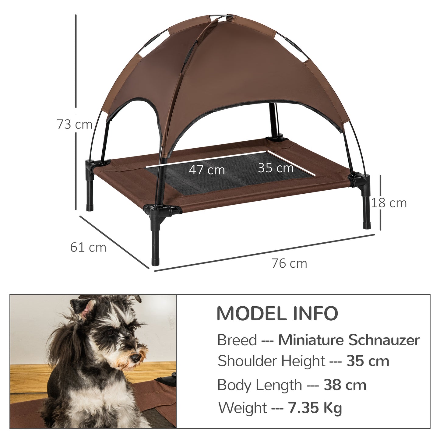 Outdoor Dog Bed with Removable Canopy, Portable Raised Dog Bed for Camping, Garden & Beach