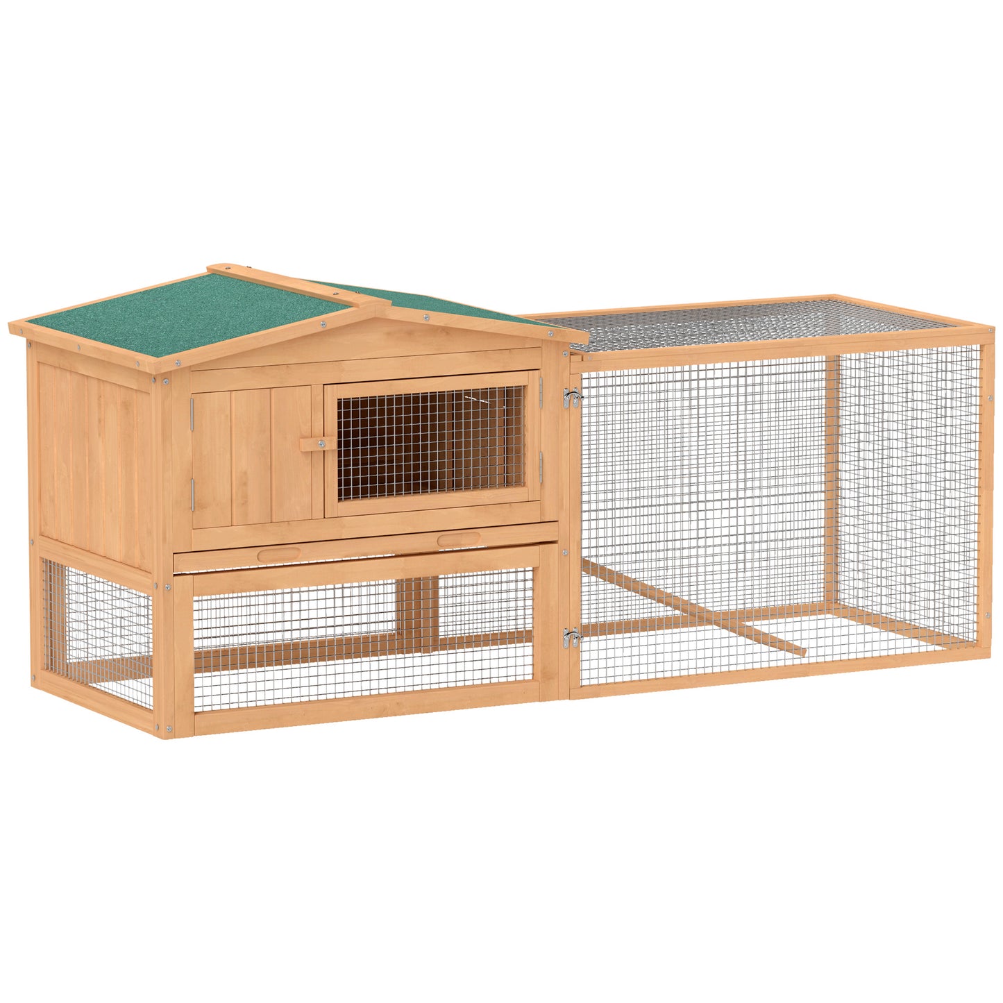 Wooden Rabbit Hutch Guinea Pig hutch House 2 Tier with Rabbit Run for Outdoor Garden Backyard, 85 x 24 x 57cm