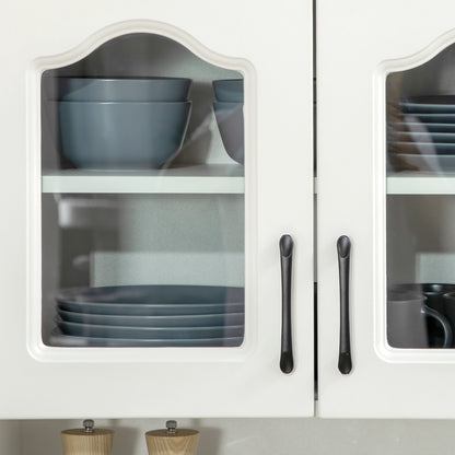 Kitchen Cupboard, Freestanding Storage Cabinet with 2 Adjustable Shelves, 2 Drawers and Open Counter for Living Room