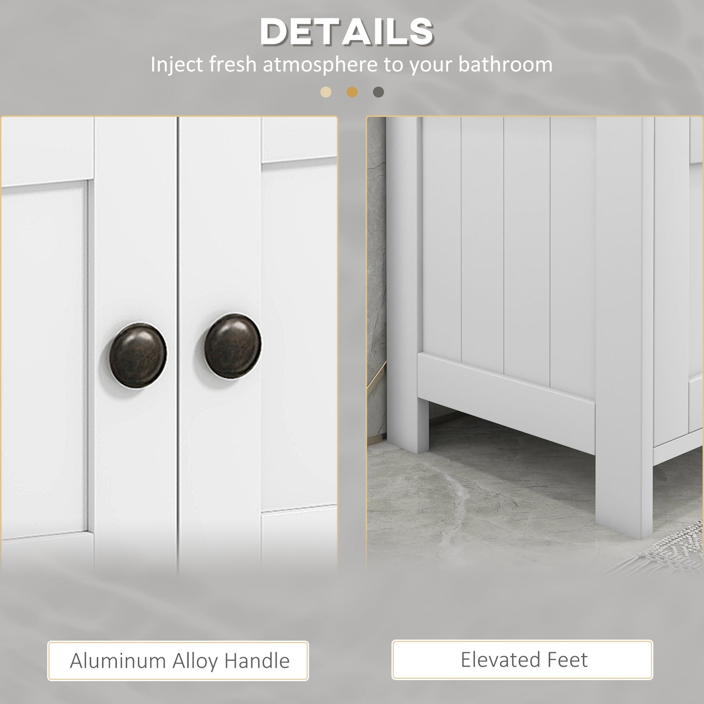 Pedestal Under Sink Cabinet with Double Doors, Modern Bathroom Vanity Storage Unit with Shelves, White
