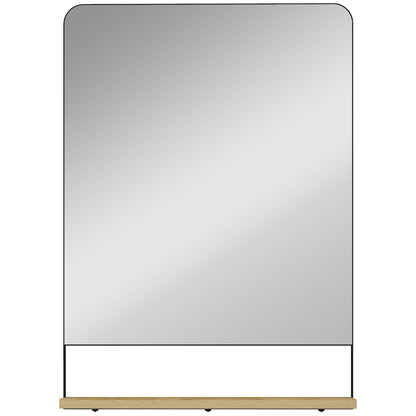 Wall Mirror with Wood Shelf - Black
