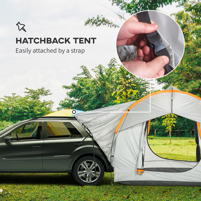 SUV Car Tent for Camping, Waterproof PU2000mm, 5 Man Tailgate Tent, 2.4 x 2.1 m, Grey and Orange